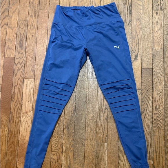 Puma Pants - Puma Blue Performance Leggings with Knee Rib Detail